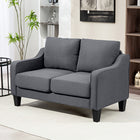 HOMCOM Loveseat Sofa with Pocket Spring - Charcoal Grey-Breathable linen-feel fabric for year-round coziness