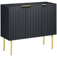 HOMCOM 35.4" L Accent Cabinet - Black-A wide tabletop and 2 cabinet with 4 shelves total to keep all your items