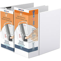 QuickFit Pro Heavy Duty Binder - Single Touch Pin-Lock - 6" - White - 2 Pack-3 Ring Binder