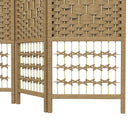HOMCOM 4 Panel Wave Fiber Freestanding Room Divider for Home Office - Natural-Materials: Paper, Bamboo, Wood
