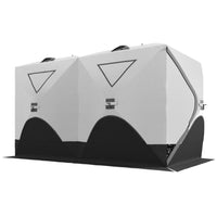 Outsunny 8-Person Insulated Ice Fishing Tent - Pop-up - for -22℉ - Grey-Pop up ice tent, easy to set up and take down
