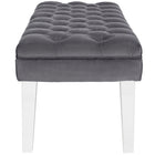 Modway Valet Performance Velvet Bench - Grey-Clear Acrylic Legs