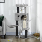 PawHut 47" Activity Center Cat Tower with Ramp, Condo and Hammock - Light Grey-Made with particleboard for a stable tree 
