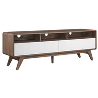 Modway Transmit 60" TV Stand - Walnut White-Mid-Century Style 60" TV Stand