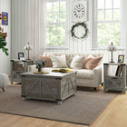 HOMCOM Coffee Table with Flip Top Hidden Storage - Distressed Grey-2 hinged lids open at an angle of up to 55° for convenient storage