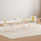 Qaba 3-Piece Kids Table & Chair Set for Boys & Girls Aged 3-8 - Green-Cute green colour with playful animal decorations

