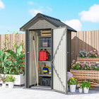 Outsunny Outdoor Storage Shed with Lockable Door - 4' x 4' - Light Grey-Ventilated design keeps the interior cool and reduces moisture 

