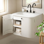 Modway Zia 24" Wall-Mount Bathroom Vanity with Marble Sink - Ivory-Soft-Close Hinges