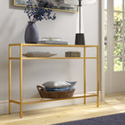 Hudson&Canal Siviline 42"W Console Table - Brass-Features easy assembly