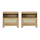 Manhattan Comfort Sheridan 21.63" Mid-Century Modern Nightstand 2-Piece Set - Nature-Modern Cane Nightstand for Bedroom and Living Room use