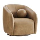 Modway Holland Swivel Vegan Leather Armchair - Toast-Curved Swivel Armchair