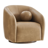 Modway Holland Swivel Vegan Leather Armchair - Toast-Curved Swivel Armchair