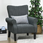 HOMCOM Fabric Accent Chair with Wood Legs - Rolled Arms for Living Room - Dark Grey-Deep foam padding all over with S spring inside to sink in comfortably   
