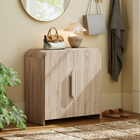 HOMCOM 31.5" Modern Sideboard Buffet Cabinet with Soft-Close Door - Natural Wood-Features soft-close hinges, allowing for silent and gentle door closing