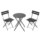Lausaint Bistro Folding 3-Piece Patio Set - Black-Portable & Lightweight - The balcony furniture set features foldable storage for easy movement and storage, making it an ideal choice for cafés, balconies and similar settings. 
