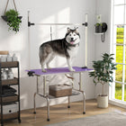 PawHut Adjustable Dog Grooming Table with 2 Safety Slings - Purple-Adjustable bar height to suit dogs of different heights safely