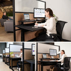 Luxor Modular Wall - 70" W x 70" H - Wood Slats and Frosted Acrylic in Black Frame-NRC rating greater than 0.85 for sound control