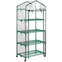 Outsunny 27" x 20" x 65" Portable Greenhouse with 4 Tier Shelves and Wheels - Clear- High-quality steel tubes and strong plastic grid  for a solid, reliable construction
 