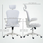 Vinsetto Mesh Office Chair with Headrest and 4D Lumbar Support - White-The headrest can move up or down, and rotate