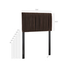 Modway Eloise Stain-Resistant Performance Velvet Twin Headboard - Chocolate Brown-Elegant Ruched Detail