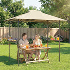Outsunny 5 ft W x 8.5 ft L Pop Up Grill Gazebo with Shelves - UPF 50+ Outdoor Canopy - Khaki-Coated polyester roof for UPF50+ sun protection