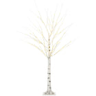 HOMCOM 5' Artificial Birch Tree with 96 Warm White LED Lights - White-Warm white LED lights decorate the birch tree with lifelike birchbark texture 