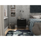 Manhattan Comfort Rockefeller 20.08" Mid-Century Modern 2-Drawer Nightstand - Black-Choose Your Handle Design When the Product is at Your Home! Option for Cut-Out Edge Handle, or Flush Design Look