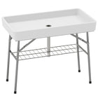 Outsunny 3.4ft Folding Ice Cooler Table with Drain-Ice cooler table includes drainpipe and extra shelf for storage