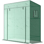 Outsunny Lean-to Tomato Greenhouse with PE Cover - Green- Lean-to-wall design increases space utilisation and reduces wind impact
 