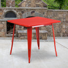 Flash Furniture 31.5" Square Red Metal Indoor-Outdoor Table-Top Size: 31.5" Square