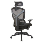Pro-line II High Mesh Back And Fabric Seat Ergonomic Chair With Headrest - Black-Thick padded fabric seat