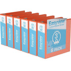 Davis Group Easyview Premium Binder - Round Ring - Customizable - 3" - Orange - 6 Pack-3 Ring Binder