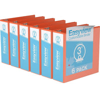 Davis Group Easyview Premium Binder - Round Ring - Customizable - 3" - Orange - 6 Pack-3 Ring Binder
