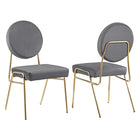Modway Craft Performance Velvet Dining Side Chairs - Gold/Grey - 2 Pack-8