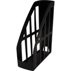 Storex Value Line Recycled Magazine File - Black-Low-cut front lets you easily read magazine spine
