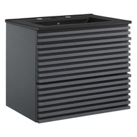 Modway Render 24" Wall-Mount Bathroom Vanity - Grey/Black-Mid-Century Modern Vanity