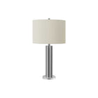 Monarch Specialties 28" H Contemporary Table Lamp - Nickel Metal / Ivory / Cream Shade-This contemporary and stylish 28"h table lamp is designed with an eye-catching nickel metal cylinder body fitted into a clear, circular acrylic base, topped with a chic ivory linen drum shade, and finished with a silver finial