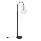 Hudson&Canal Verona Arc Floor Lamp with Glass Shade - Blackened Bronze/Seeded-Includes a 8 ft. cord with foot switch