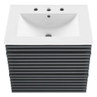 Modway Render 24" Wall-Mount Bathroom Vanity - Grey/White-Ceramic Sink Basin