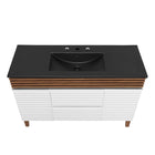 Modway Render 48" Single Sink Bathroom Vanity - White/Walnut/Black-Ceramic Sink Basin