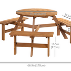 Outsunny Picnic Table Bench Set with Umbrella Hole for 6 People - Brown-"U" Shape padded pillow add the extra seating and lying comfort