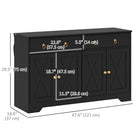 HOMCOM 47.6" L Sideboard Buffet Cabinet with Storage - Black-Fits dining room, kitchen, living room, or other limited spaces needing a bit more storage