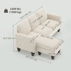 HOMCOM L-Shaped Sectional Couch with Changeable Chaise - Cream White-550 lb. per seat capacity provides secure support for all users  