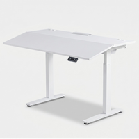 MotionGrey Ultra Electric Adjustable Standing Desk with Tilting Desktop - 55.1 in - White-55.1 in electric standing desk provides powered height adjustment for seated and standing work