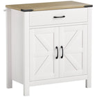 HOMCOM 30.5" L Sideboard Buffet Cabinet - White-Wood grain finish, barn doors, and metal accents add rustic farmhouse charm 