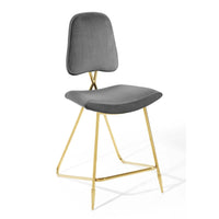 Modway Ponder Performance Velvet Counter Stool - Gray-Performance Velvet Polyester Upholstery