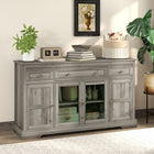 HOMCOM 55.1" L Sideboard Buffet Cabinet with Storage - Grey-Particle board with melamine facing ensures durability and easy cleaning