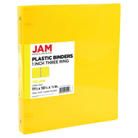 JAM Paper Plastic 1" 3-Ring Binder - Yellow-Colour: Yellow | Be stylish and organized with colourful binders.
