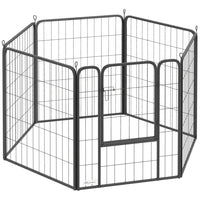 PawHut 6-Panel Foldable Dog Playpen with Door & Strap - 31.5" H-Six panels are configured into various shapes for versatile setups