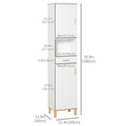 Kleankin Tall Slim Bathroom Storage Cabinet with Adjustable Shelf - White-Color: White   